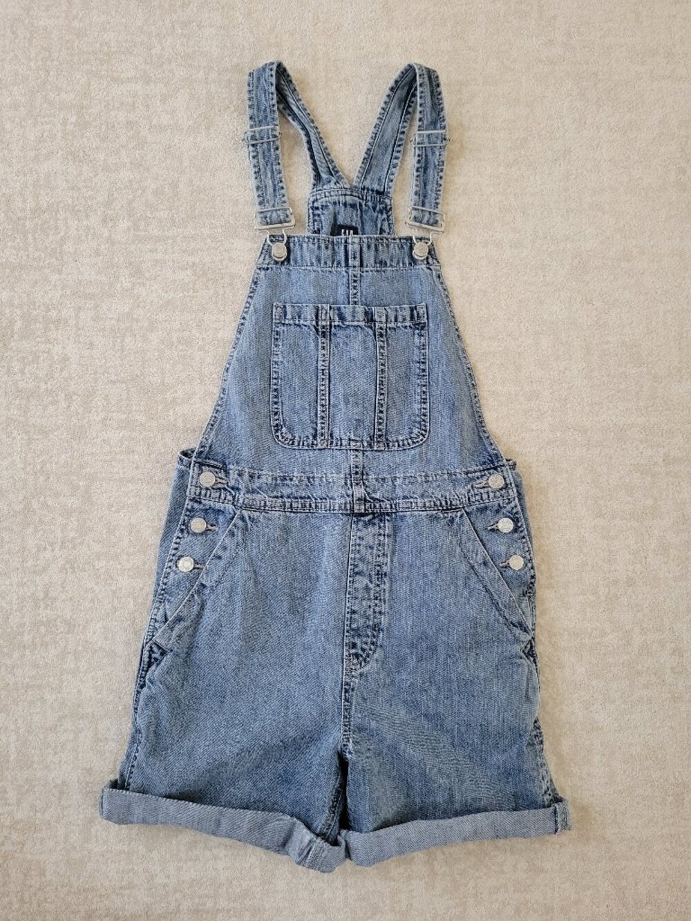GAP Denim Loose Shortalls Light Wash Summer Boho Jean Overalls Shorts Small